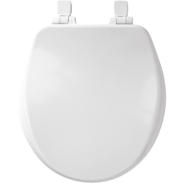Chesterfield Leather Slow Close Round White Enameled Wood Toilet Seat CH2514352
